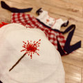 New Design Clothing Sets Hand-Embroidered Red Plaid