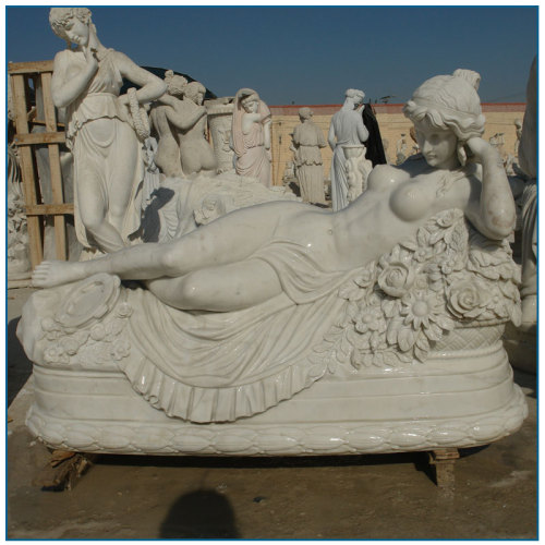 Tamaño Europeo De La Vida Blanco Mármol Desnuda Lady Statue