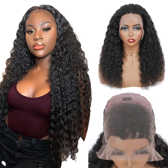 Deep Wave Swiss Lace Frontal Wig 10-30 Inch Glueless Lace Front Wigs Natural Black Human Hair Wigs for Black  Women