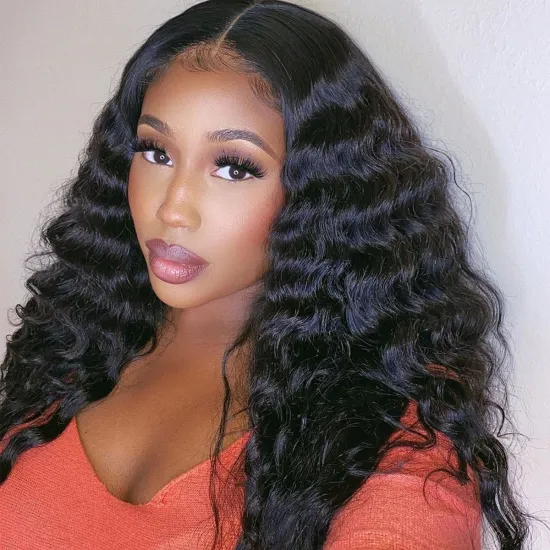 Human Hair Wholesaler Quality Transparent Lace Front Virgin Human Hair Loose Deep Wave Lace Frontal Wig With Baby Hair