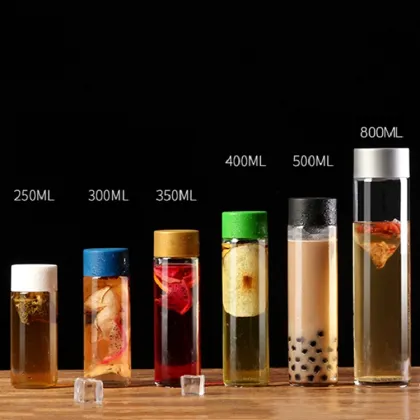 500ml Glass Voss Water Drinking Bottle With Lid