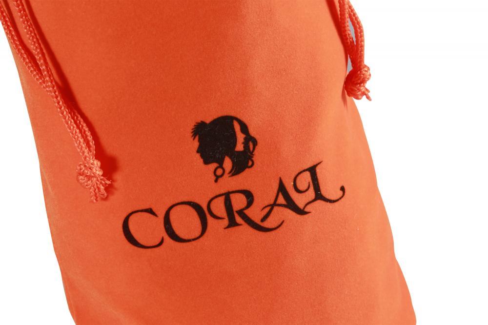 Bolsa personalizada de terciopelo naranja con logo negro