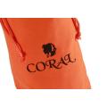 Bolsa personalizada de terciopelo naranja con logo negro