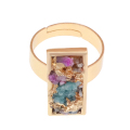 18k Warna Emas Natural Engagement Rectangle Drusy Crystal Rings