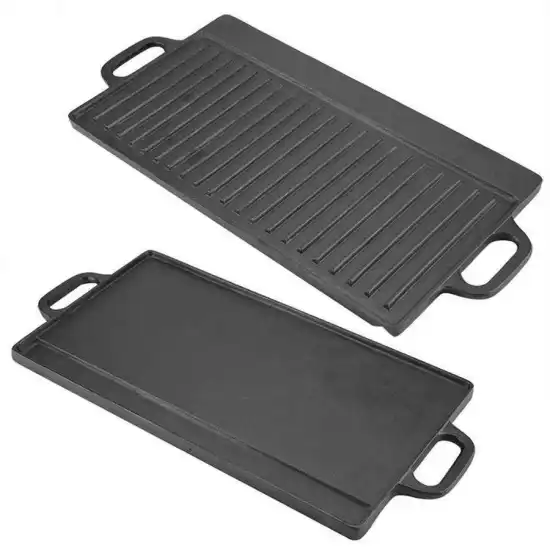 Double Side Reversible Griddle Bbq Cast Iron Pan Non Stick Baking Tray Grill Pan toppersCast Iron Pan