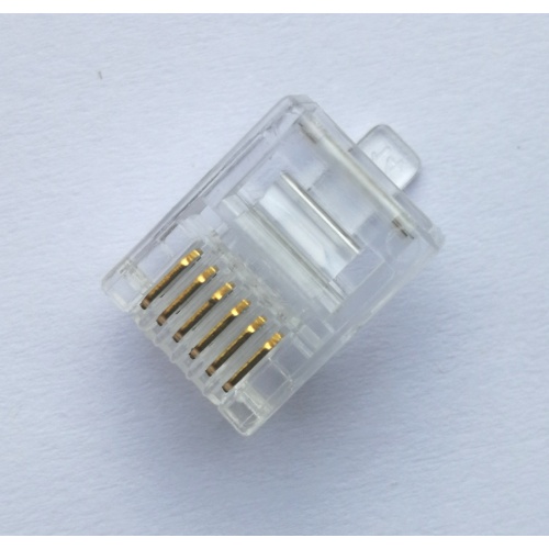 6P6c-connector Telefoonstekker RJ11-connector 6P6C Kristallen kop Goud 3U