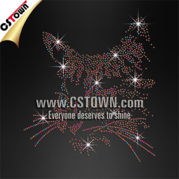 A charming cat iron on rhinestone product transfer