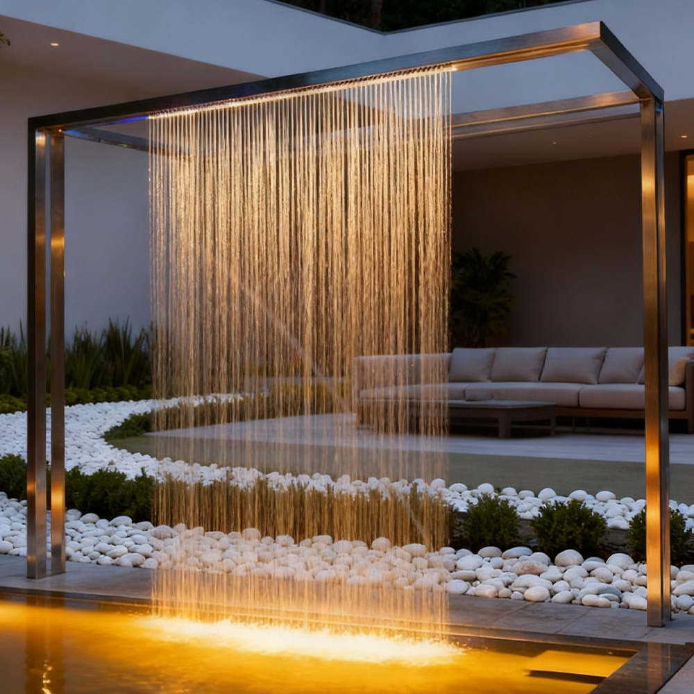 Fonte de água decorativa para uso externo em jardim LED