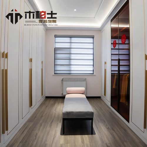 Sistema de vestidor dorado claro