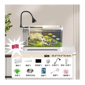 HD Desktop Glass Mini Mute Aquarium for Small Goldfish Landscaping