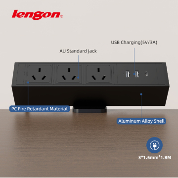 Australian Smart Clamp Power Strip for Conference Room Hidden Table Mount with USB Charger 20W