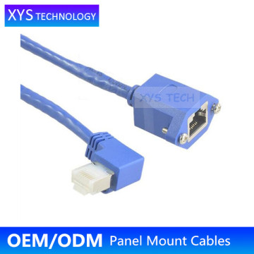 XYS TECH Cat5E Left Angle RJ45 male to RJ45 female Panel Mount Cable/