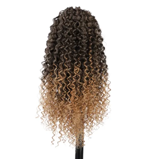 Vigorous High Level Cheap Price Ombre Brown Dark Root High Temperature Fiber Drawstring Synthetic Ponytail Hair Extension