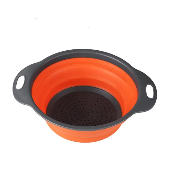 Hot Selling 2 Pcs Set of Retractable Folding Silicone Drainage Baskets and Strainers - Round Fruit Baskets