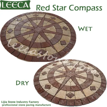 Red yellow star compass elements carpet pavers