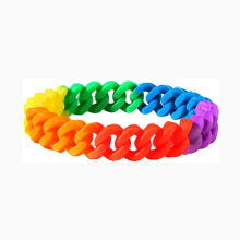 Pulsera de huellas de rayas arcoiris banda trenzada hecha a mano