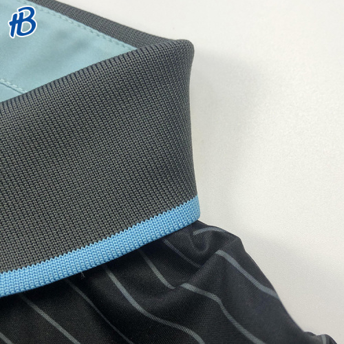 black with light cyan stripes uniform polo shirts
