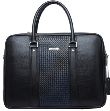 Fashion Cowhide Leather Woven Pattern Business Laptop Bag (114-11501-2)