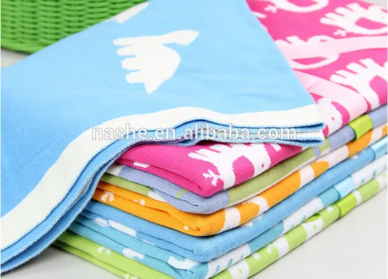 100% cotton custom design baby blanket knitted throw