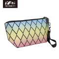 Hot sell fashion custom bulk polyester recycled rainbow color classical cosmetic bag&case