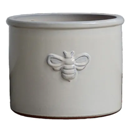 Outdoor Ceramic Glazed Flower Pot Cylinder Bee Pot