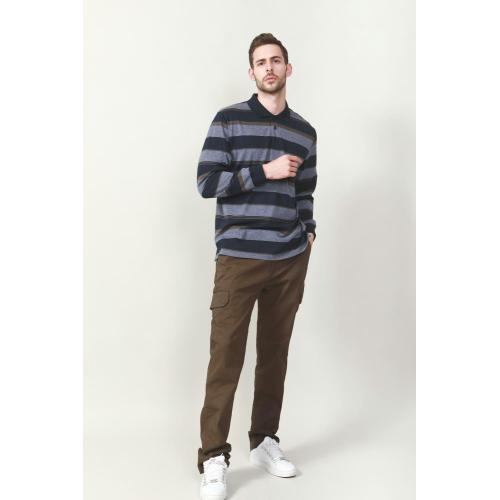 Yarn Dye Polo Shirts MEN'S YARN DYE STRIPE LONG SLEEVE POLO SHIRTS Manufactory