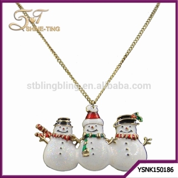2015the latest hot Christmas snowman pendant necklace