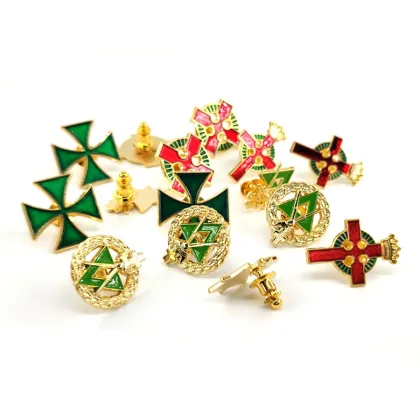 Custom Masonic Grand Cross Lapel Pin: Four-Leaf Clover Enamel Design