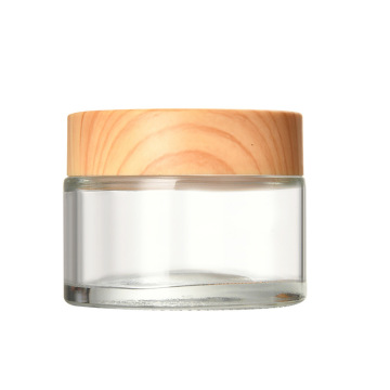 5G-60G High-End Frosted Glass Cream Jars with Bamboo Cap - Cosmetics Storage Containers
