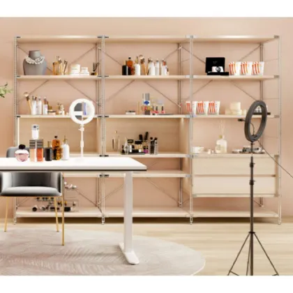Modern Industrial Wooden Bookcase - Modular Office Furniture Shelving