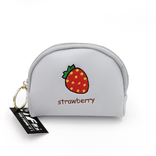 Money Purse Embroidery fruit PU make up coin purse Supplier