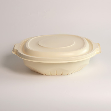 Cornstarch Material Reusable Disposable Plastic Fruit Salad Bowl Set with Lid for Airline