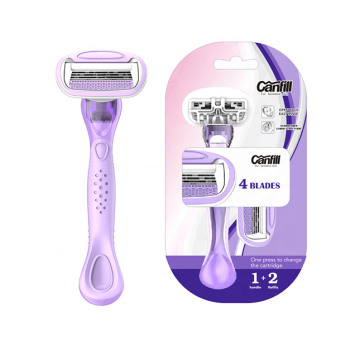 Female Shaving Razor with Four Sweden Blade System and Large Lubricating Strip