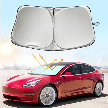 Silver Foldable Windshield Sunshade for Tesla Model 3 & Model Y