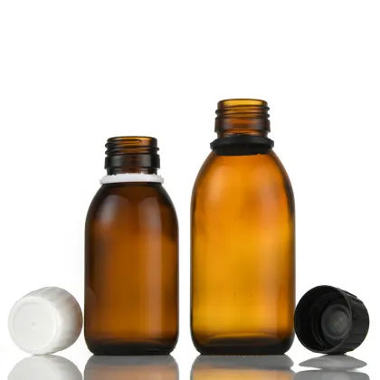 20ml to 500ml Amber Round Cough Syrup Bottles with Plastic Aluminum Caps - Medicine Bottle