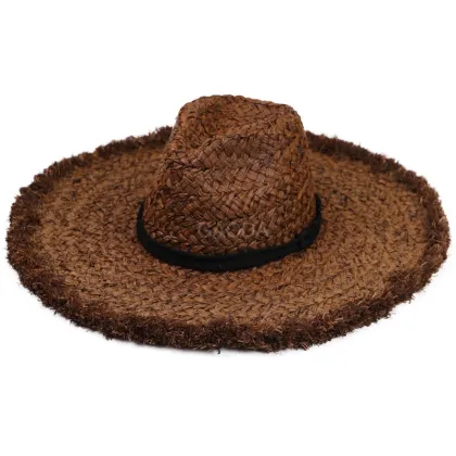 Brown lady beach raffia straw wide brimmed sun hats