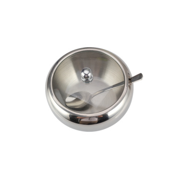 Stainless Steel Sugar Pot with Lid and Spoon