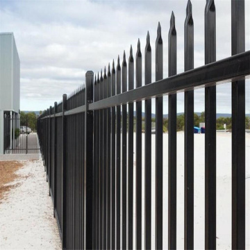 Black 6ft x 8ft Zinc Steel Picket Fence - Easily Assembled Outdoor Garden Fence