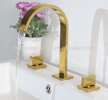 3 pcs waterfall gold shower bath faucet