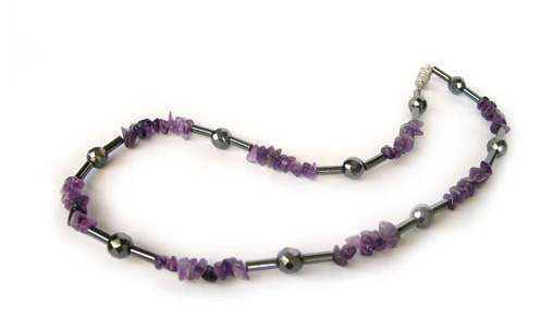 Collar de piedras preciosas Hematite Amethyst