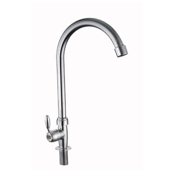 Single lever long spout deck mounted kitchen faucet