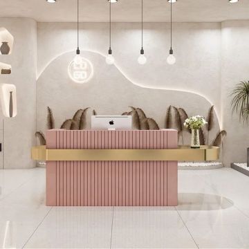 Gold-Plated Beauty Salon Front Counter and Office Reception Desk
