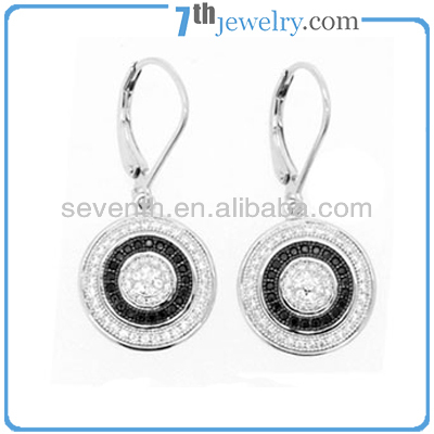 Fashion Design Rhodium Plated Micro Pave CZ Stone 925 Sterling Silver Earrings