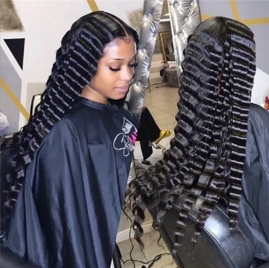 Wholesale Indian brazilian unprocessed Human Hair Water Wave curly Bundles With Lace Closure 10a grade hair loose deep wave wig