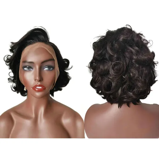 Wholesale lace line machine made 100% remy  wig, short cut cuticle aligned raw wigs