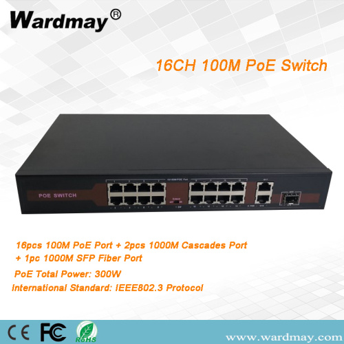 16chs single fiber port POE switch