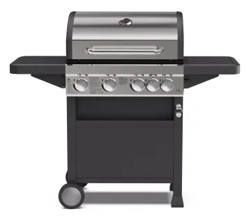 4 Burner Gas Grill with Side Burner Black