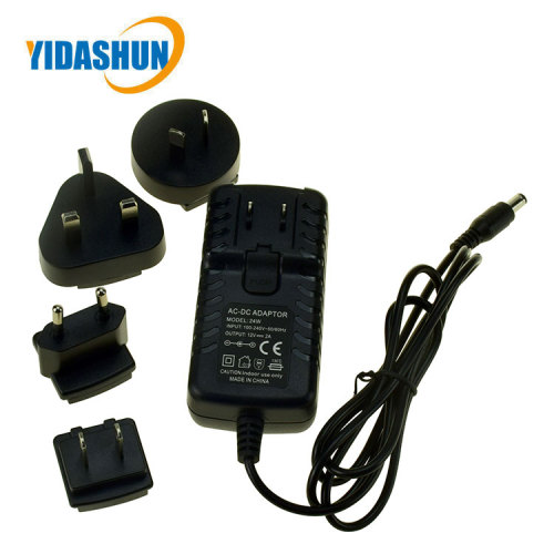 Verwisselbare Plug 12V 2A Power Adapter 5.5 * 2.5