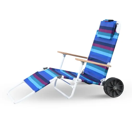 New Arrival: Outdoor Reclining Beach Folding Chair with Wood Armrest
