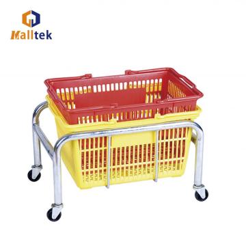 Suparket de chrome soporte de canasta de compras de metal